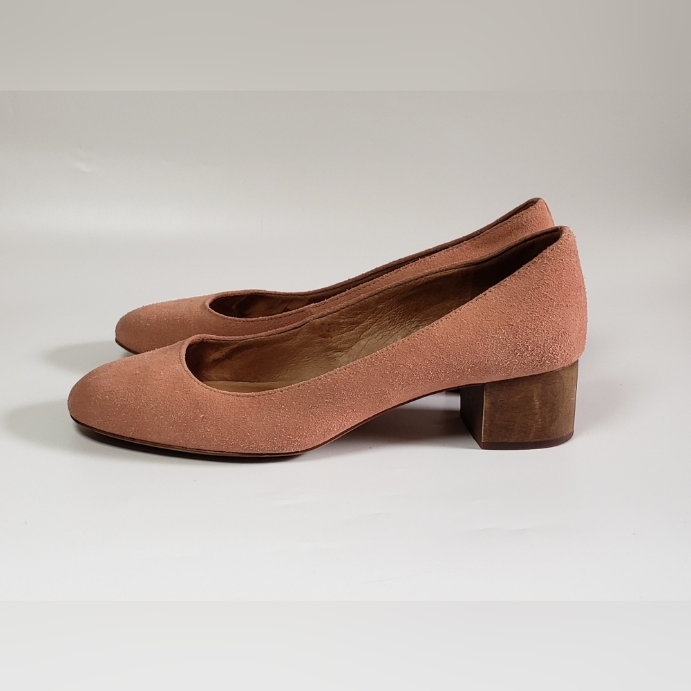 Madewell Ella Pump in Dusty Clay Pink Suede Wood Heel Pumps Size 9